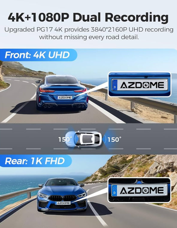 AZDOME PG17 4K 12" Mirror Dash Cam