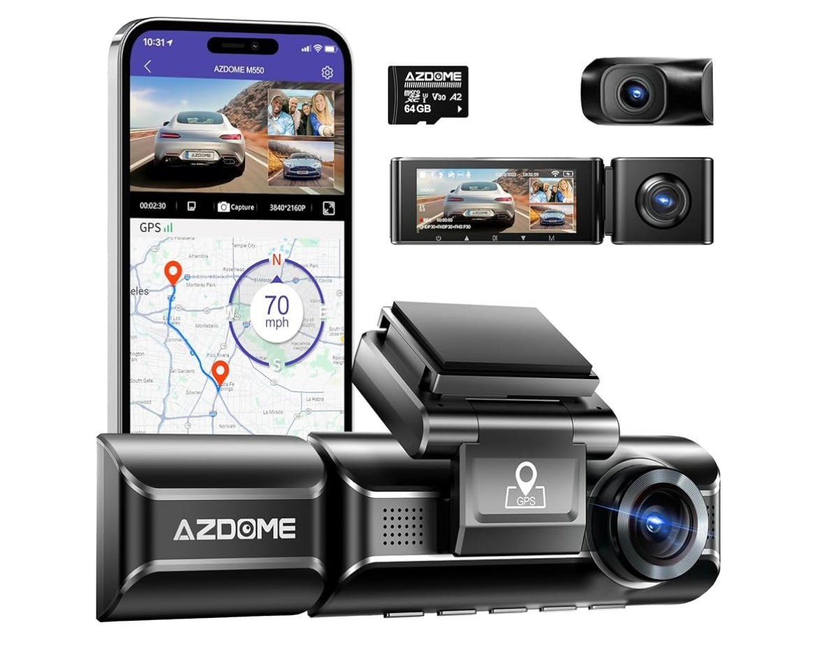 AZDOME M550 3 Channel Dash Cam